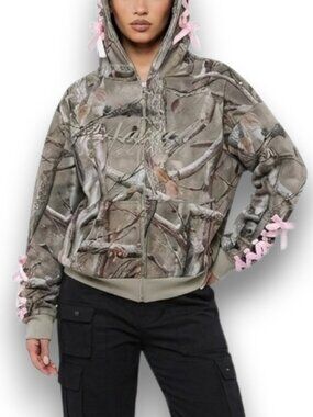 Named Collective Forbidden Hoodie Pink Ribbon Lace Corset